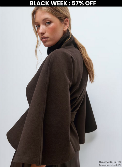 emma belted cape coat