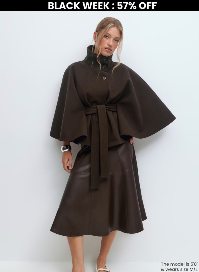 emma belted cape coat