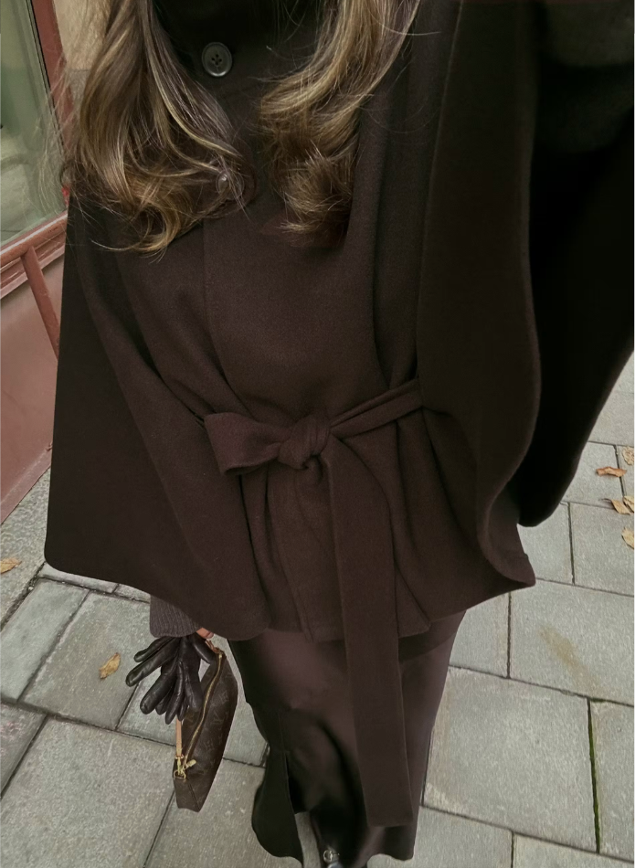 emma belted cape coat