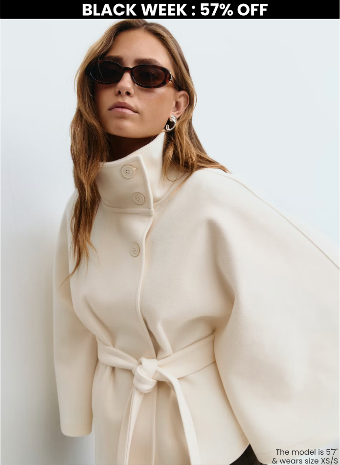 emma belted cape coat