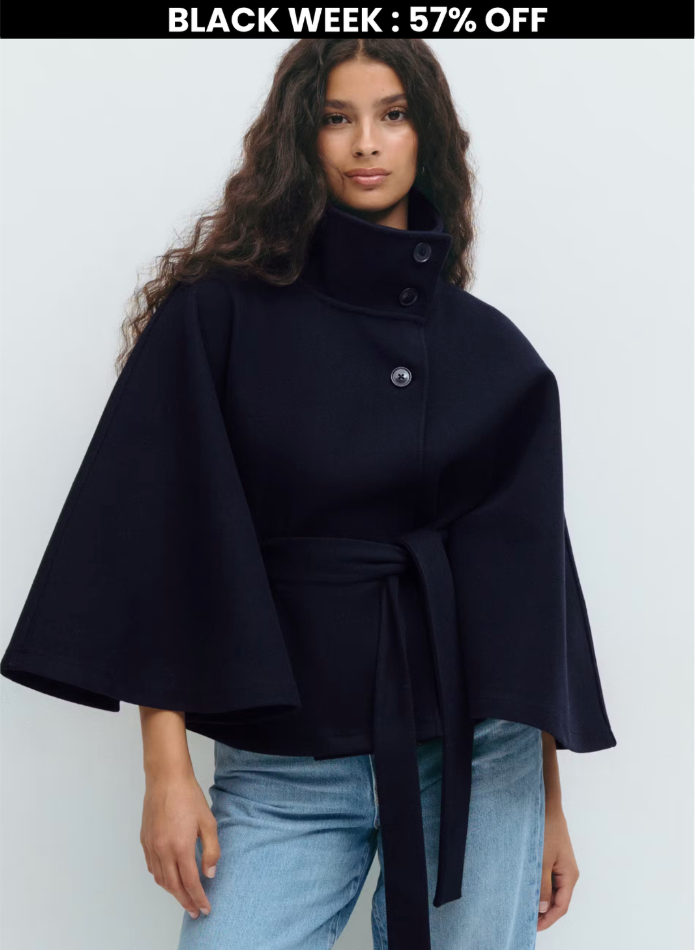 emma belted cape coat