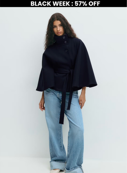 emma belted cape coat