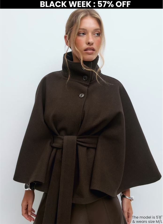 emma belted cape coat