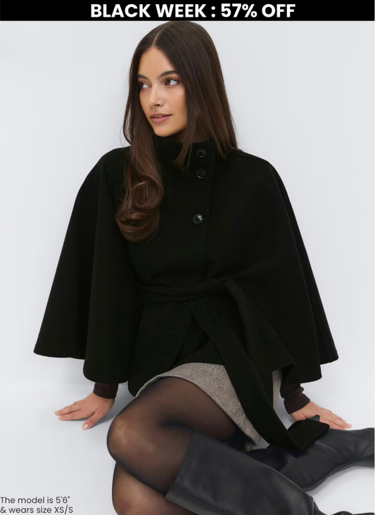emma belted cape coat